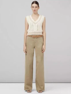 Rag & Bone Sofie Wide Leg Cotton Chino Pant - Khaki