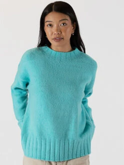 Tanya Crew Sweater -MOTHER || FRAME || RAILS Sales Store TANYA F23 TEAL 1