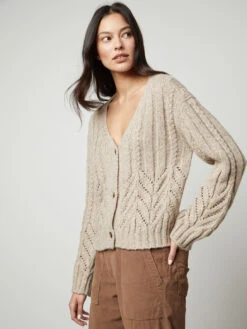 Velvet Hazel Cable Cardigan 12 Velvet Hazel Cable Cardigan -MOTHER || FRAME || RAILS Sales Store alpaca cable hazel06 oatmeal vera04 barley 0024