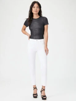 Paige Cindy High Straight Jean - White