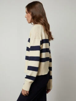 Velvet Lucie Stripe Polo Sweater - Cream/Navy -MOTHER || FRAME || RAILS Sales Store cot cash lucie05 cream navy vera04 night 0932