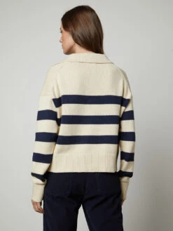 Velvet Lucie Stripe Polo Sweater - Cream/Navy -MOTHER || FRAME || RAILS Sales Store cot cash lucie05 cream navy vera04 night 0936