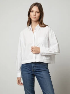 Velvet Lucille Shirt - White -MOTHER || FRAME || RAILS Sales Store cot shirt lucille06 white 0617