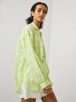 RAILS Janae Plaid Shirt- Lime -MOTHER || FRAME || RAILS Sales Store lime plaid 1