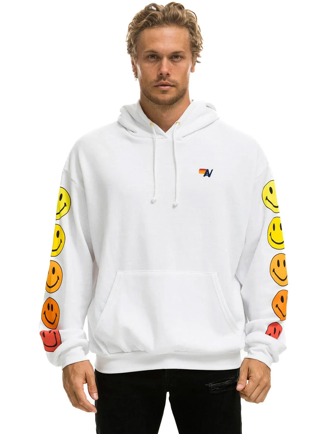 Smiley Sunset Pullover Relaxed Hoodie - White 3 Smiley Sunset Pullover Relaxed Hoodie - White
